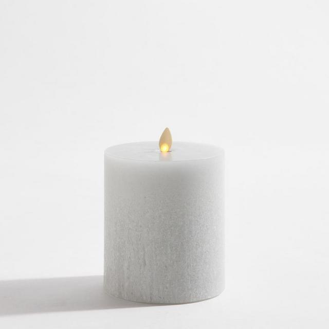 Premium Wax Pillar Flameless Candle, Light Gray4X4.5