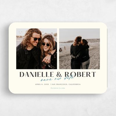 Beige Rounded Wedding Invitation - Finneas Multiphoto