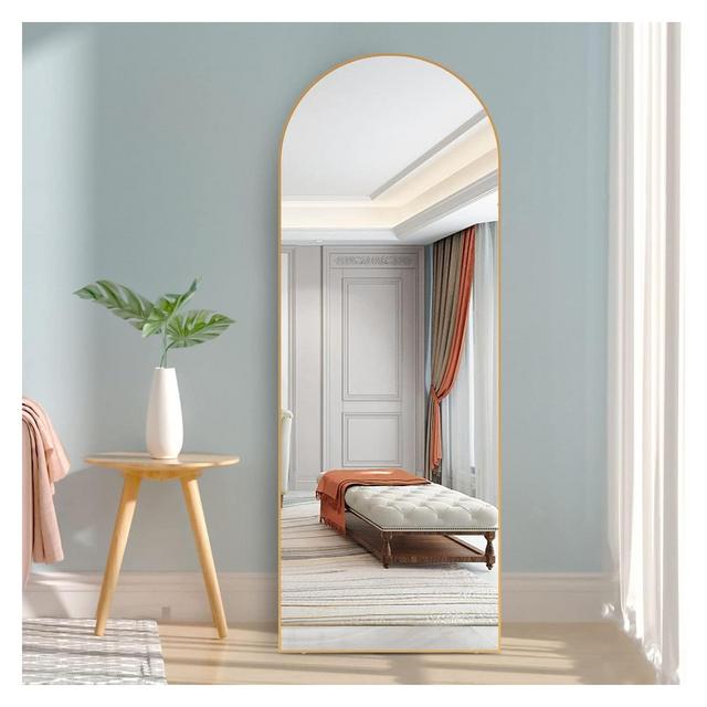 Muselady Gold Arch Mirror Full Length,65"x22" Oversize Rectangle With Arch-Crowned Top with Tempered Glass Leaning Floor Mirrors-The Pop Home