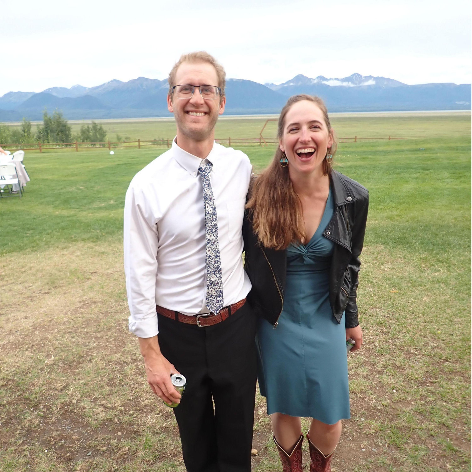 We dressed up for Nikki and Josh's wedding, too! We've enjoyed many backcountry ski days with them.