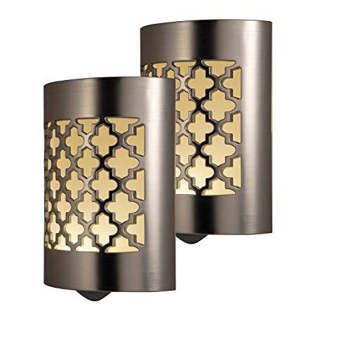 GE CoverLite LED Night Light, 2 Pack, Plug-In, Dusk-to-Dawn Sensor, Home Décor, Ideal for Kitchen Bathroom, Nursery, Bedroom, Hallway, 46815, Brushed Nickel | Moroccan, 2