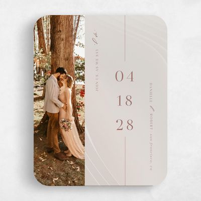 Beige Rounded Wedding Save the Date - Asher Photo