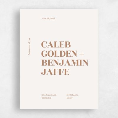 Light Oatmeal, Beige Wedding Save the Date - Melvine Portrait