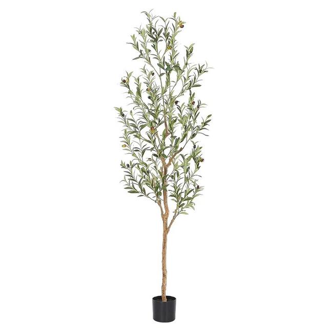 Bellacat Faux Olive Tree 6ft，Olive Trees Artificial Indoor with Natural Wood Trunk and Realistic Leaves and Fruits. 6 Feet(72in) Fake Olive Tree for Home House Office Décor.