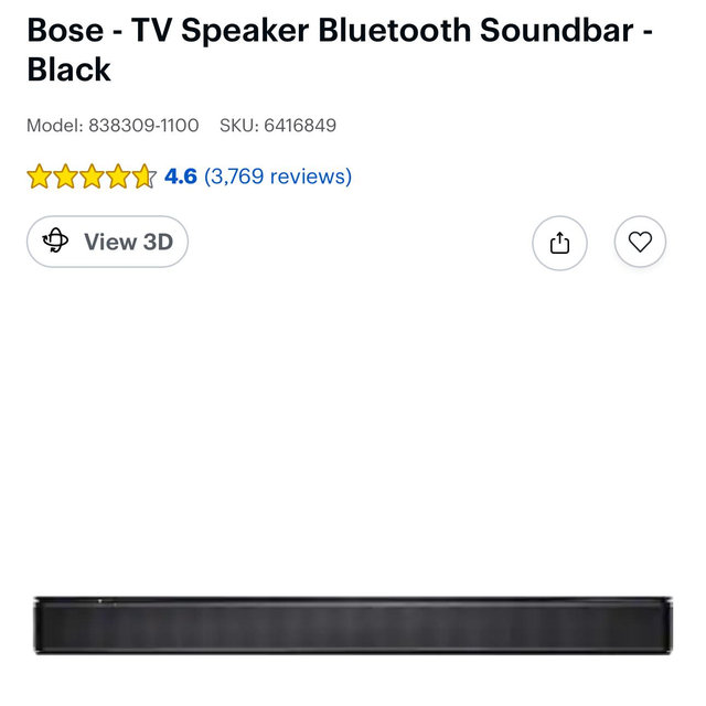 Bose - TV Speaker Bluetooth Soundbar - Black