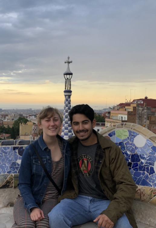 Mallory and Esteban in Park Güell in Barcelona, Spain