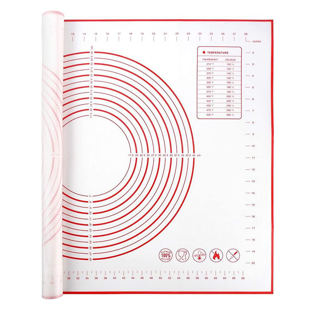 Extra Large Silicone Pastry Mat, Non-Slip with Measurement Non Stick, Large and Thick, for Fondant, Rolling Dough, Pie Crust, Pizza and Cookies - BPA Free Easy Clean Kneading Matts,24" x 32", Red