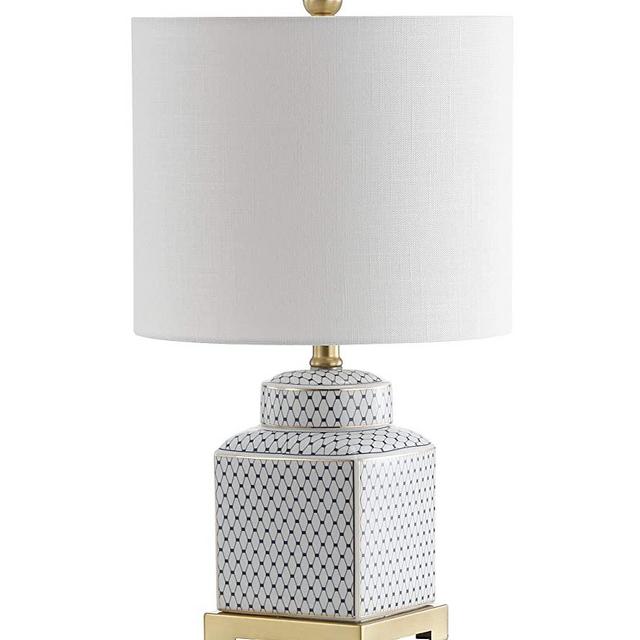 JONATHAN Y JYL3043A Cleo 21.5" Ceramic/Metal Ginger Jar LED Lamp Contemporary,Transitional for Bedroom, Living Room, Office, College Dorm, Coffee Table, Bookcase, White/Black