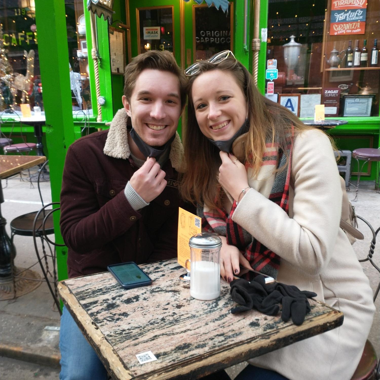 Trying the famous Caffe Reggio in Little Italy during a winter trip to New York.