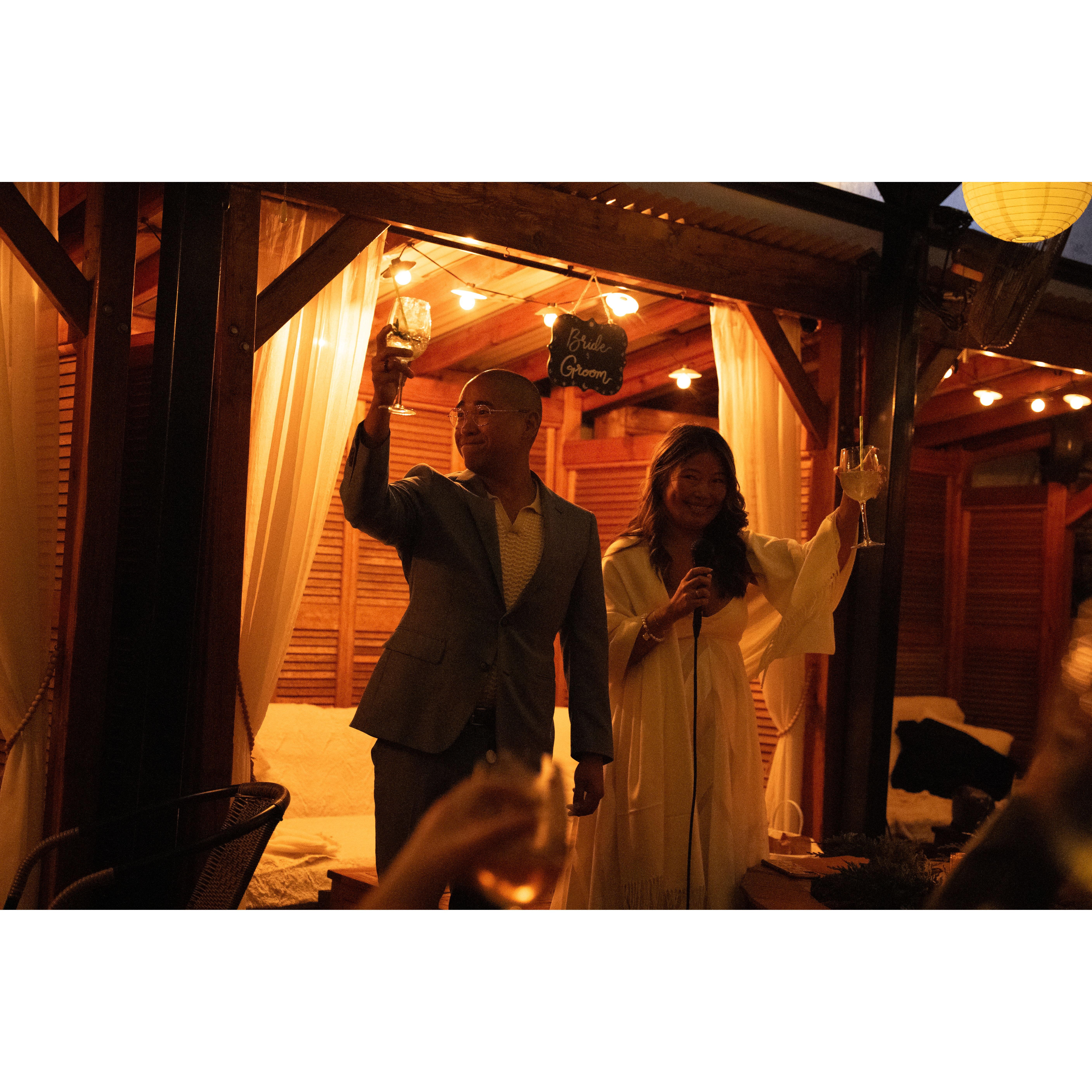 A toast at our Engagement Party