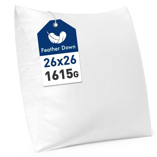 MIULEE Premium Feather and Down 26x26 Throw Pillow Insert Soft Fluffy Throw Pillow Double-Layer Cotton Fabric for Sofa Bed Couch Prevents Feather Leakage