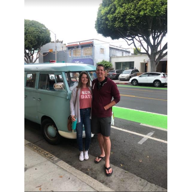 Our first photo together, hanging in Santa Monica