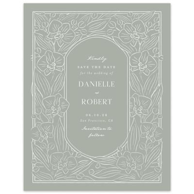 Pale Sage, Green Wedding Digital Save the Date - Orchidea Portrait