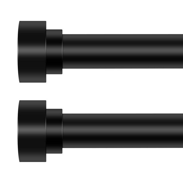 HEI! DEAR Curtain Rods Black 2Pack for Windows 72 to144 Inch(6-12ft),1 Inch Adjustable Heavy Duty Drapery Rods,Matte Black