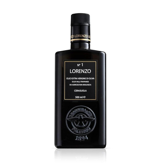 Barbera Lorenzo N° 1 Organic Extra Virgin Olive Oil PDO Valli Trapanesi, 16.9 fl oz | Premium Sicilian EVOO from Organic Cerasuola Olives | Bold Fruity Flavor & Cold-Pressed Quality