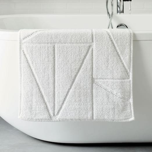 Organic Triangle Sculpted Bath Mat - White
