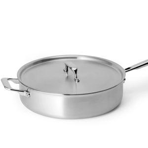 Misen 5-Ply Stainless Steel Sauté Pan with Lid - Versatile, Durable, Dishwasher and Oven Safe - Even Heating, Ergonoic Stay-Cool Handle - For Searing, Braising, and More - 3 QT