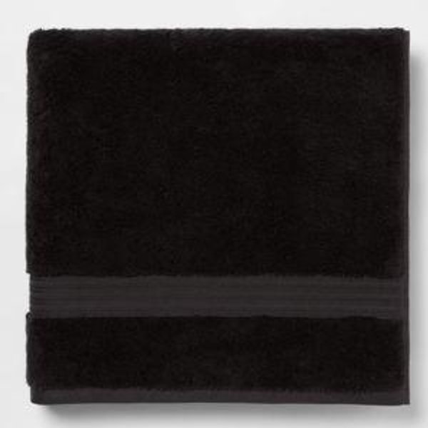 Total Fresh Antimicrobial Oversized Bath Towel Black - Threshold™: Cotton Terry, Low Lint, Machine Washable