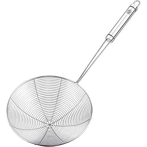 RJ Legend 304 Stainless Steel - 7In Stainless-Steel Spider Strainer With Handle – Exceptional Fry Ladle, Skimmer & Strainer | Metal Kitchen Strainer – Wok Skimmer Ladle – Oil Skimmer – Noodle Strainer