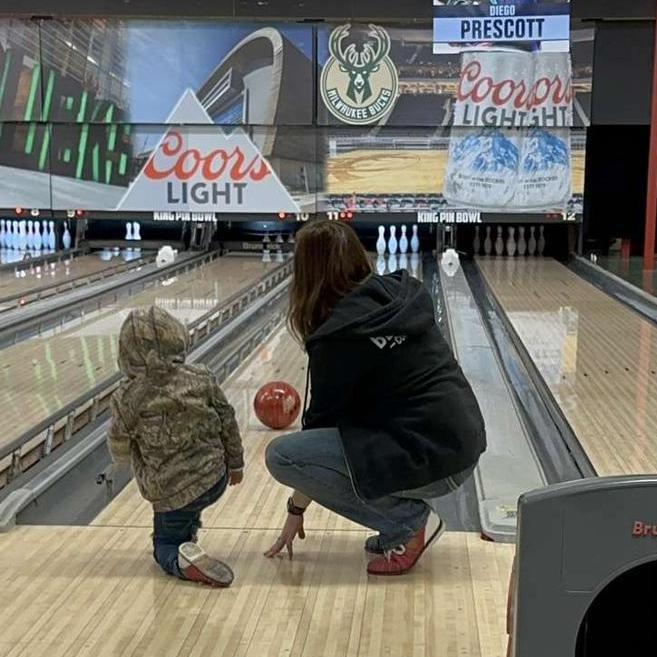 Mason and Auntie Megan bowling