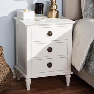 French Rustic 3-Drawer Nightstand
