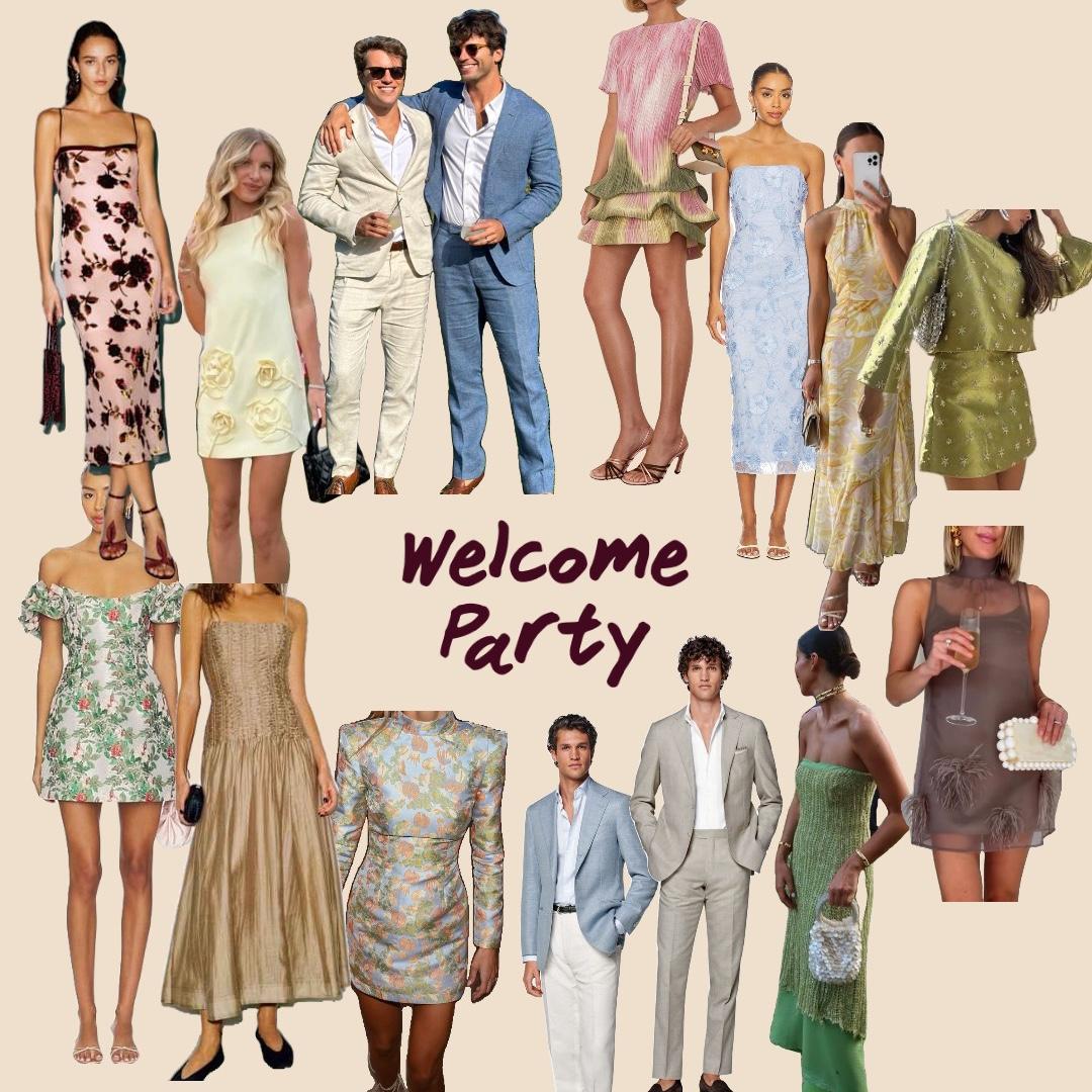 Cocktail attire — midi-length and short dresses; suit jackets, no ties