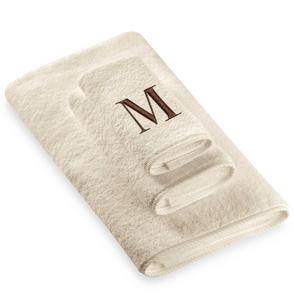 Avanti Premier Brown Block Monogram Letter "M" Hand Towel in Ivory