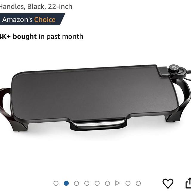 Presto 07061 22-inch Electric Griddle With Removable Handles, Black, 22-inch