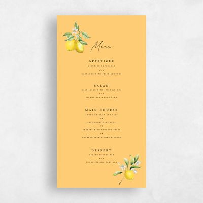 Honey, Yellow Wedding Menu - Praga