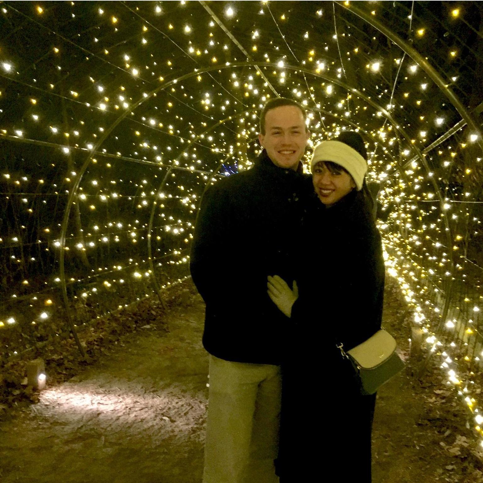 Tyler took Alex to Longwood Gardens in PA almost every year before he proposed to indulge her Christmas obsession.