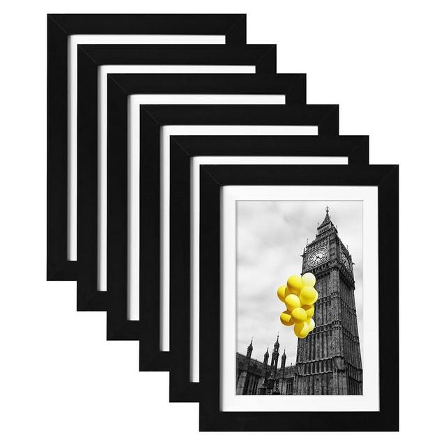BSRHOME 5x7 Picture Frame Set of 6, Display 4x6 with Mat or 5x7 Without Mat, Photo Frames for Wall Mounting or Table Top Display,Collage Wall Decor Gallery Wall Frame Set,Black