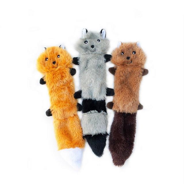 Squeaky Plush Dog Toy - Fox, Raccoon, and Squirrel