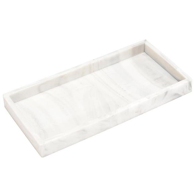 DNC Bathroom Tray, 7.9" Silicone Vanity Tray for Counter, Kitchen Sink Soap Tray for Dish Holder Dispenser Countertop Toilet Tank Decor Desk Organizer