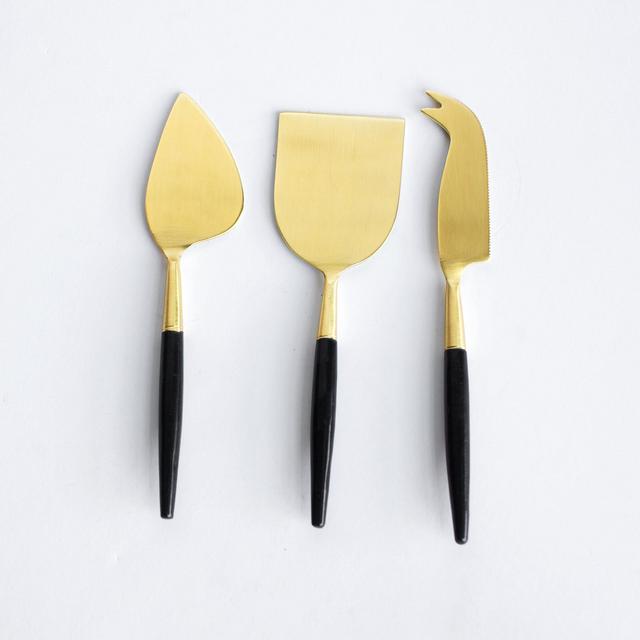Black + Gold Cheese Knife Set
