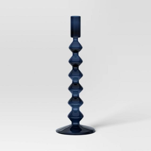 Tall Modern Glass Taper Holder Blue - Threshold™
