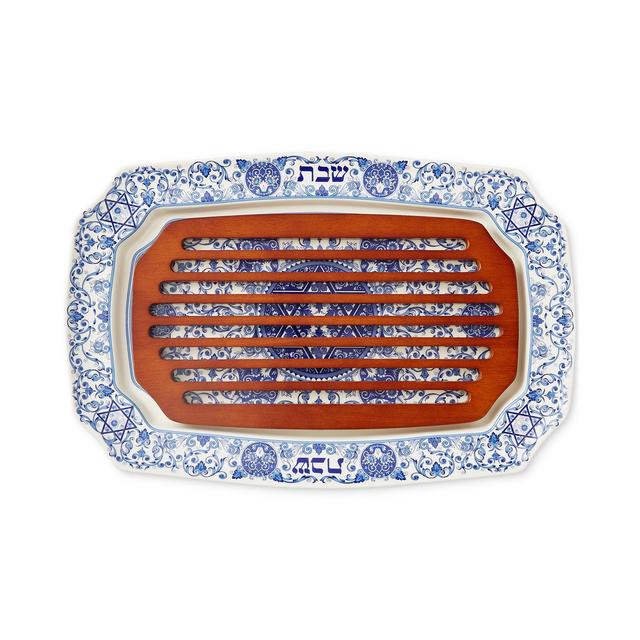 Spode Judaica Challah Tray with Wooden Insert