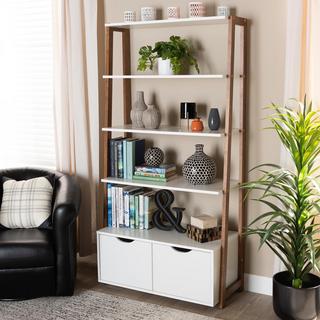 Senja Contemporary 2-Door Ladder Bookshelf