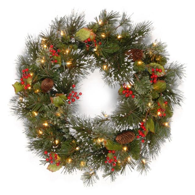 National Tree Company® 24-Inch Pre-Lit Wintry Pine Artificial Christmas Wreath
