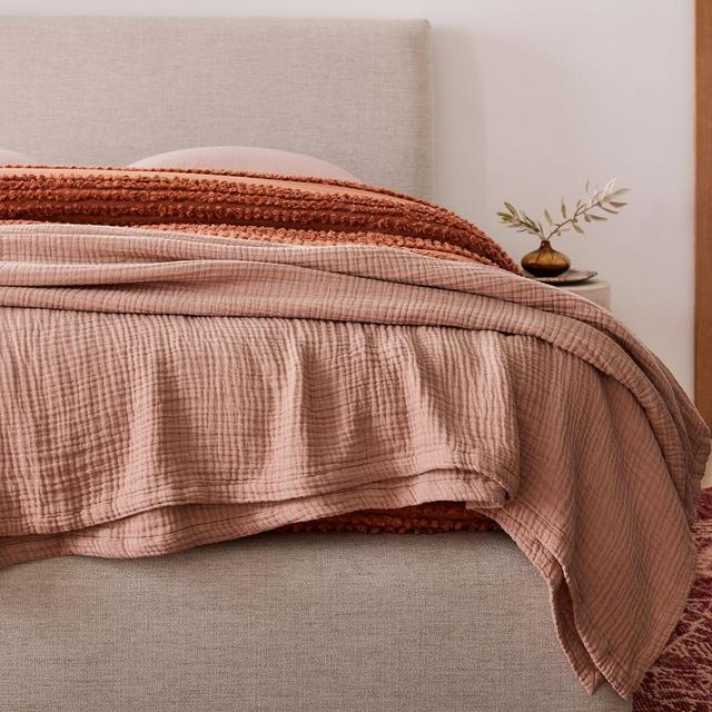 Dreamy Gauze Cotton Blanket, King, Light Sienna