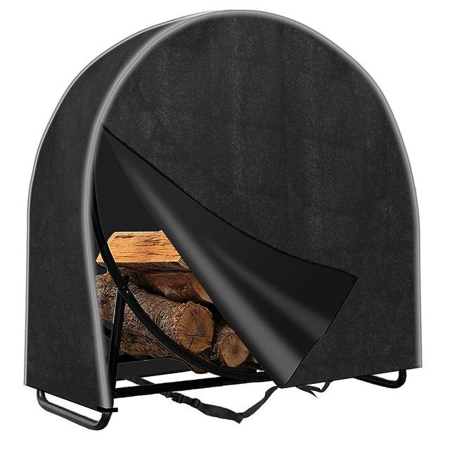 IC ICLOVER 40 Inch Firewood Log Hoop Cover Only, Heavy Duty 600D Oxford, Outdoor Waterproof Round Log Rack Cover, Ring Wood Pile Holder Storage Tarp with Zipper & Wind Proof Buckle & Reflective Strip
