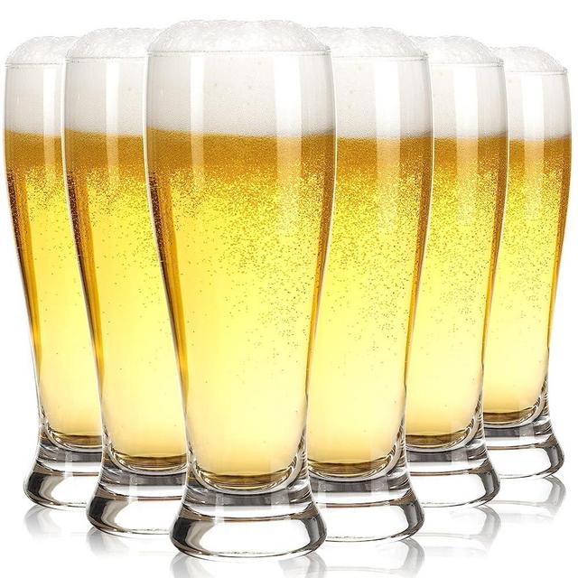 CUCUMI 6pcs 16oz Beer Glasses Drinking Set Glassware Beer Cups for Bar Pub Classic Beer Glasses Gift for Men