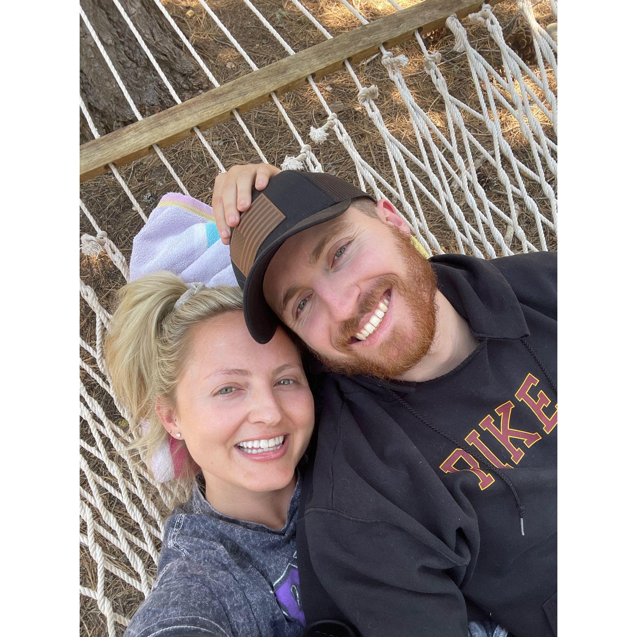 #HammockLife. Sara's first experience camping with the Watkins at Little Grass Valley Reservoir.