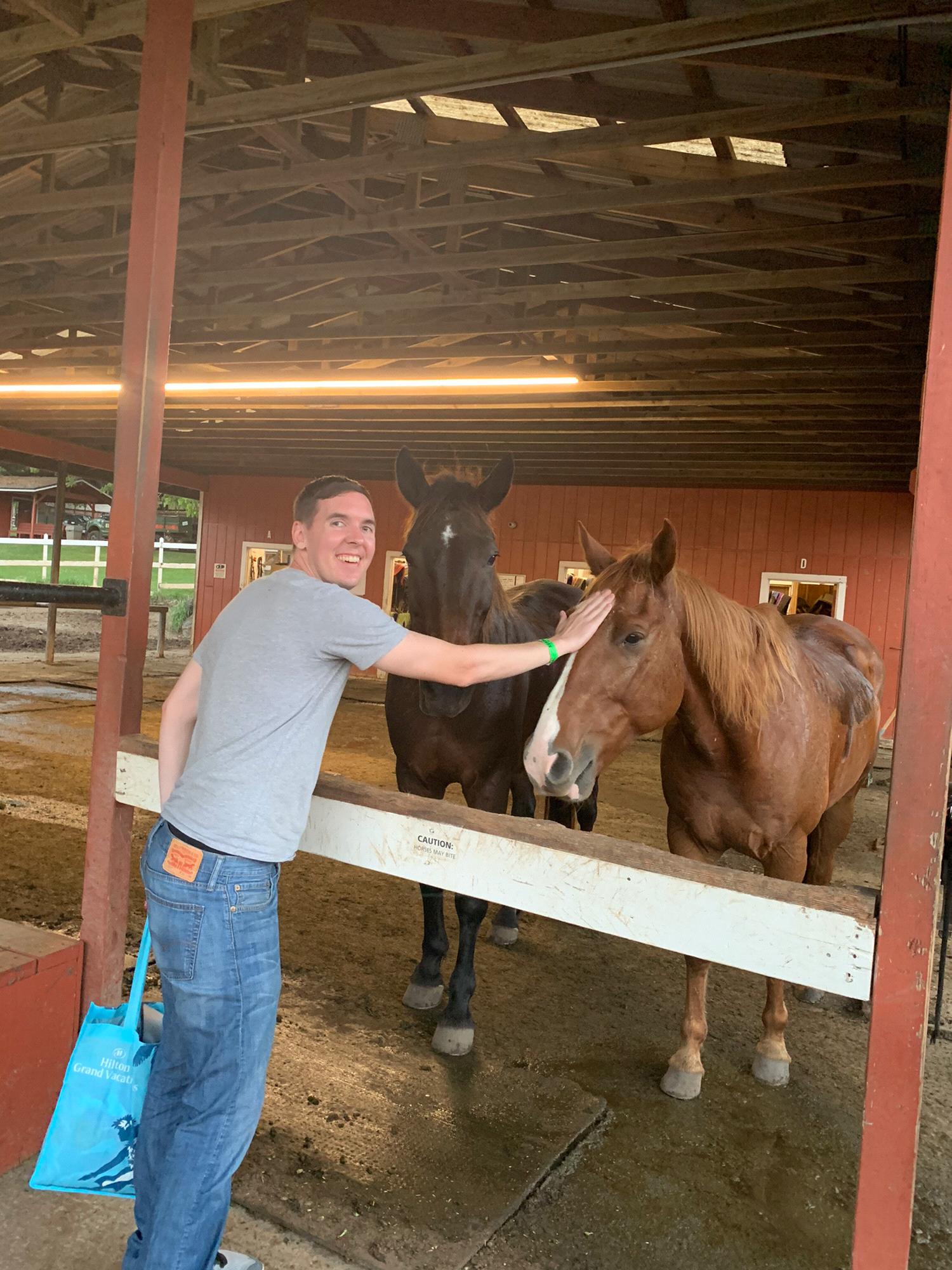 The guy who says horse back riding is too dangerous but made a buddy in Hawaii.