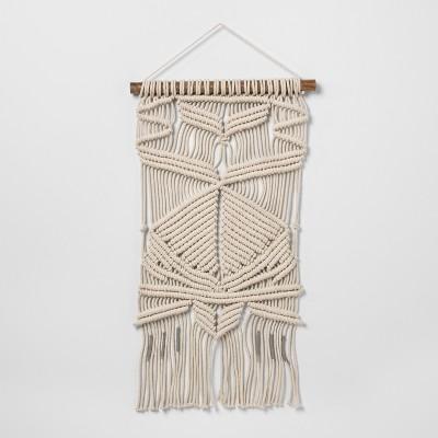 Woven Cotton Macrame Wall Tapestries Cream 16"x 26" - Opalhouse™