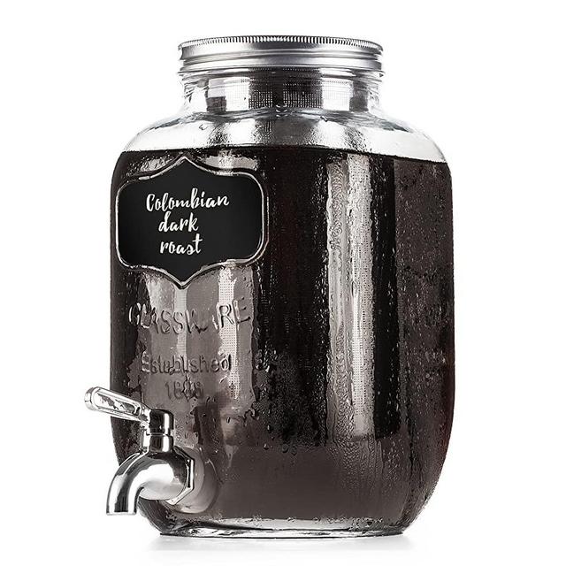 BTaT- Cold Brew Coffee Maker, 1 Gallon Mason Jars Drink Dispenser, 4 Quart Iced Coffee Maker, Iced Tea Maker, Beverage Dispenser, Glass Dispenser, Cold Brew System, Tea Jar