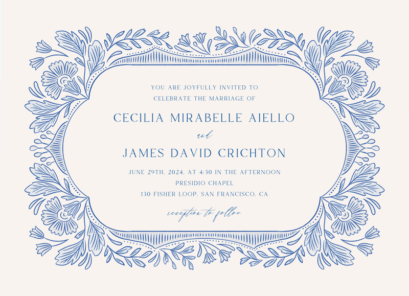 Caleania Landscape | Dark Cobalt | Zola Wedding Invitations