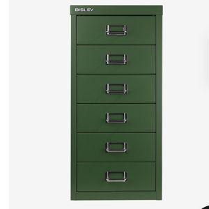 Bisley 6-Drawer Under-Desk MultiDrawer Steel Cabinet (olive green)