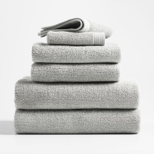 Antimicrobial Organic Cotton Ash Grey Bath Towels, Set of 6