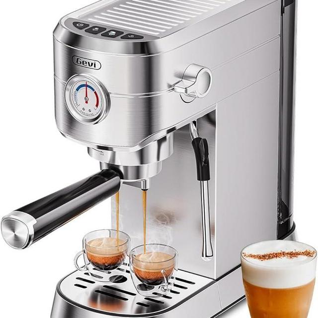 Gevi Espresso Maker 20 Bar, Professional Espresso Machine with Milk Frother, Stainless Steel Expressions Machine for Latte, Cappuccino, Commercial Espresso Machines & Coffee Makers, Great Gift Choice