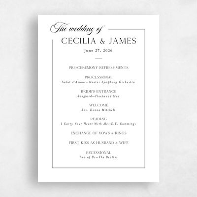 White Wedding Program - Carulas